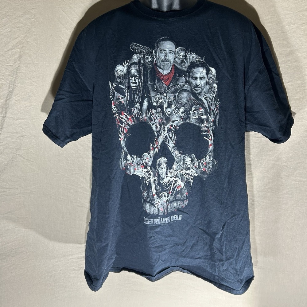 The Walking Dead Shirt Mens 2XL Black Skull Graphic Horror TV Show Cast Series